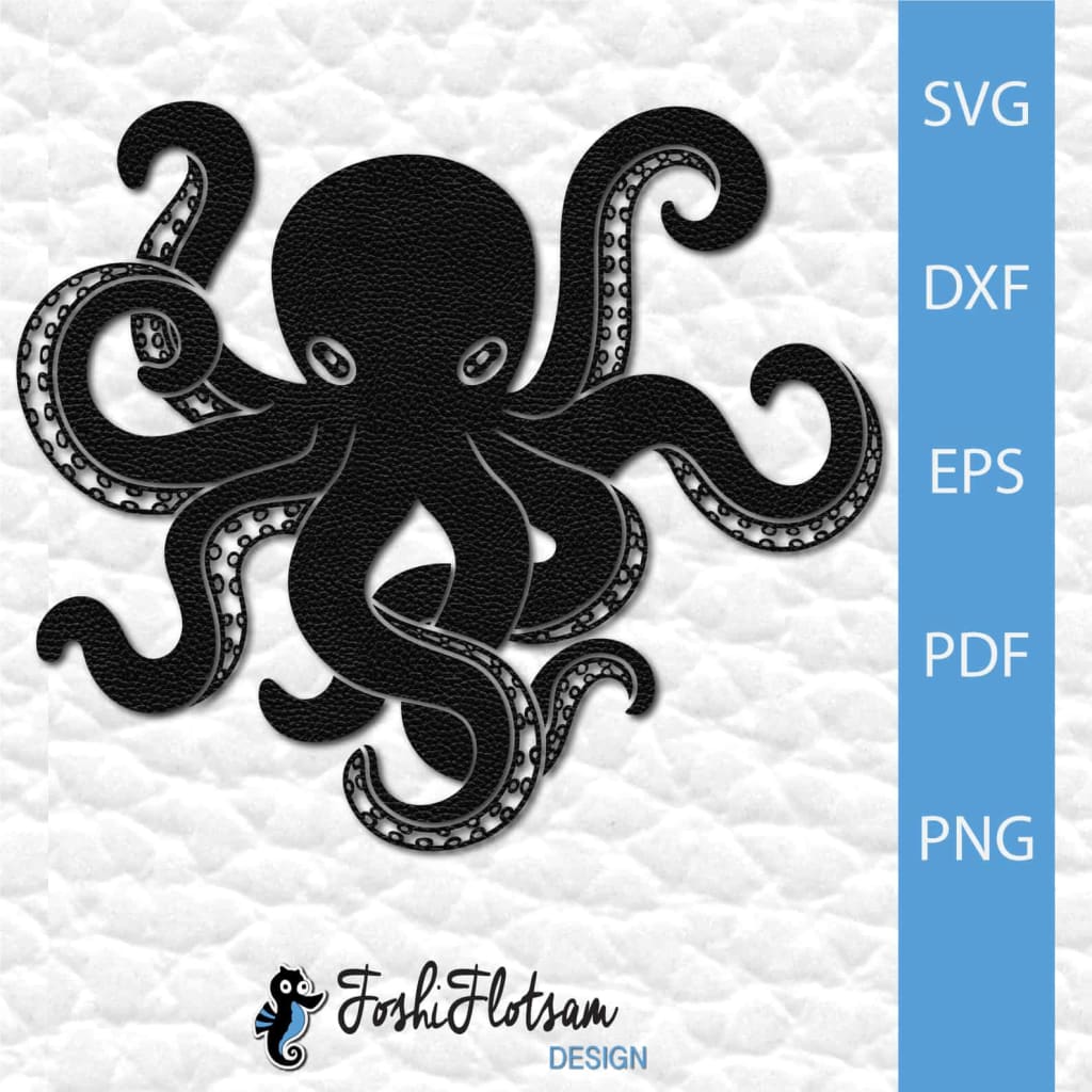 Clipart SVG - Octopus SVG clipart bundle 2 variation 1 Octopus clipart SVG variation 1, with a solid octopus and visible suckers.